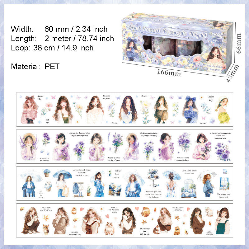 4 Rolls Seasonal Girl PET Tapes Set XDJB