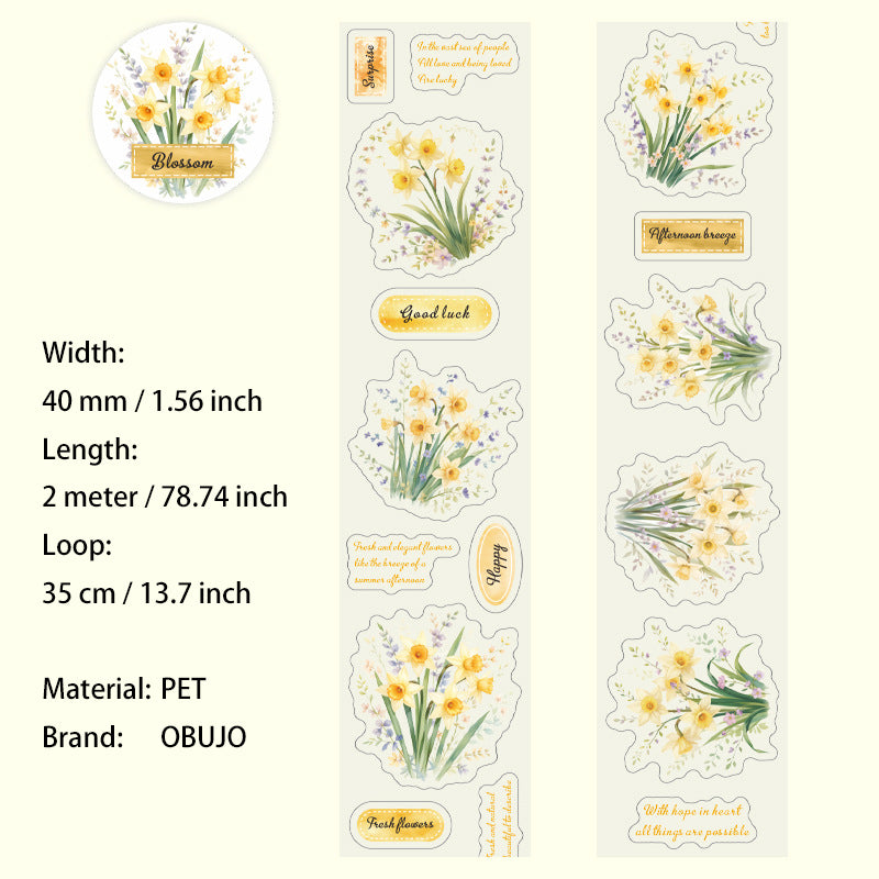 1 Roll Bouquet Flower PET Stickers Tape HYSK