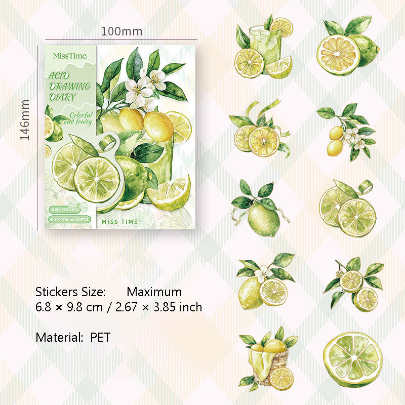 20 Pcs Fruit PET Stickers XCGJ