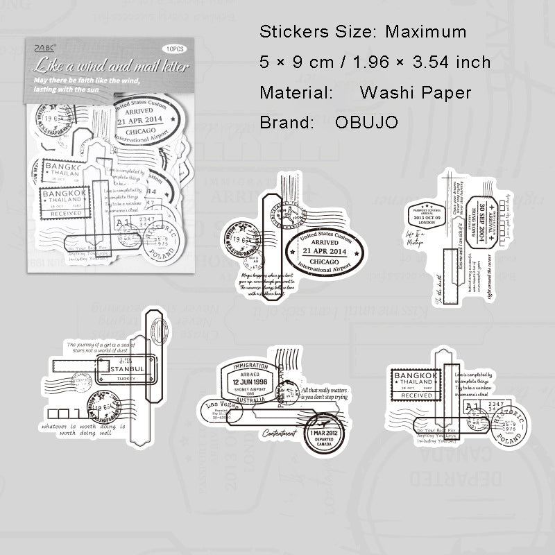 10 Pcs Vintage Collage Washi Stickers SGZY