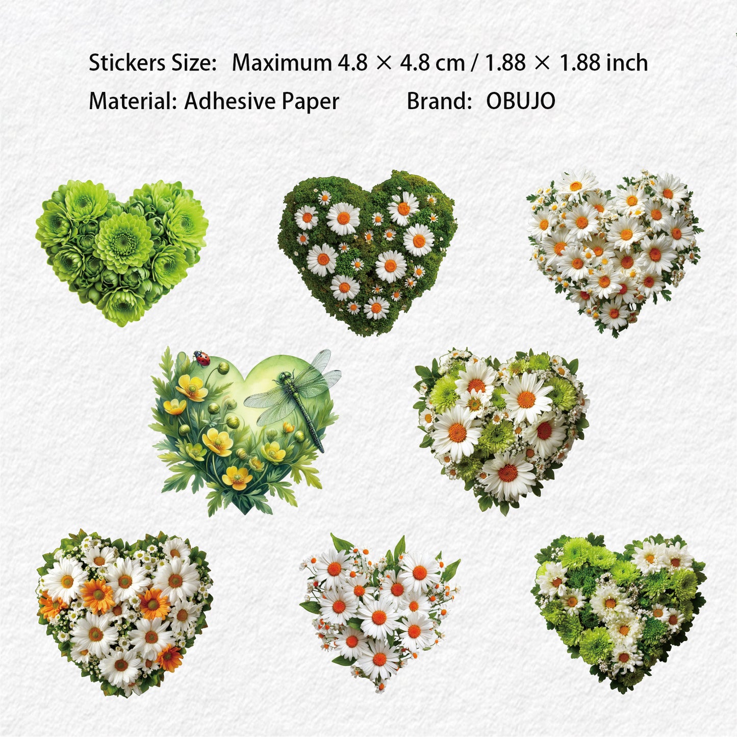 16 Pcs Flower Heart Shape Stickers XHXL