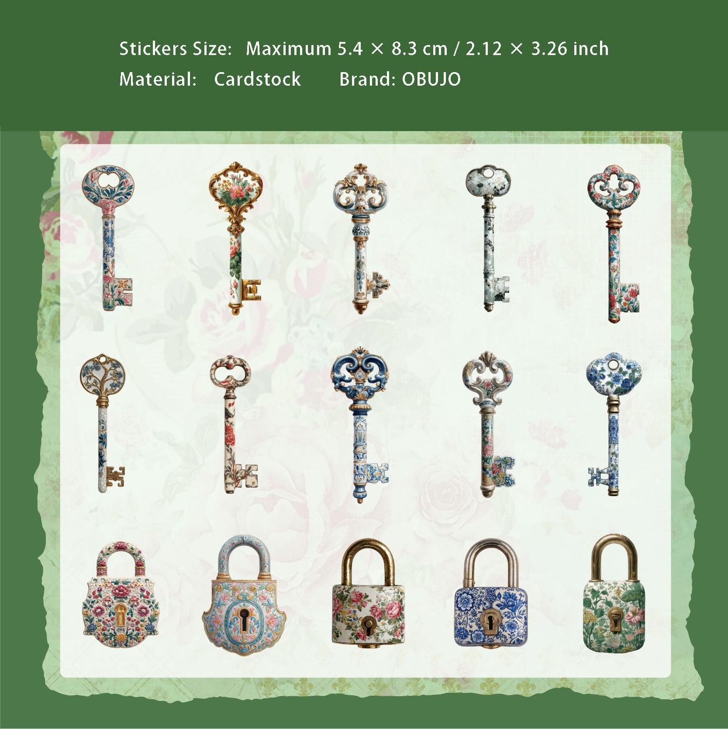 30 Pcs Key Lock Cardstock Stickers SYXL