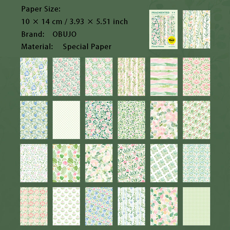 50 Pcs Floral Scrapbook Paper SHXZ