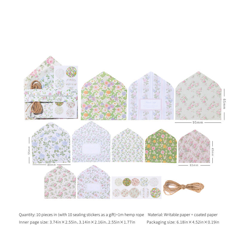10 Pcs Pocket Envelope and Stickers Kit YJSG