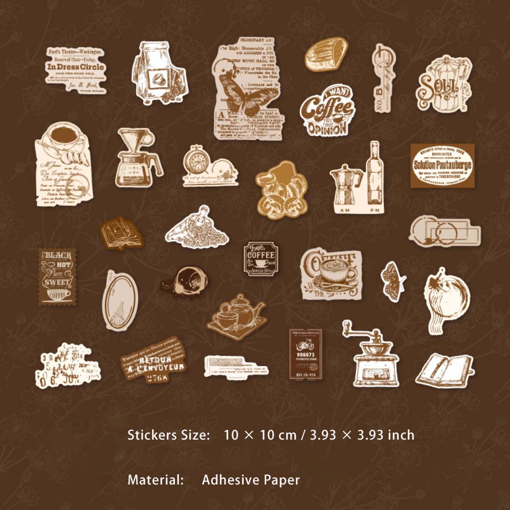 30 Pcs Vintage Scrapbook Stickers FZWR