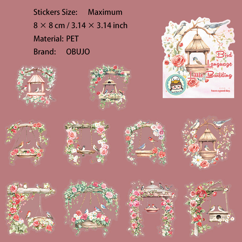 10 Pcs Bird Cage PET Stickers NYXZ