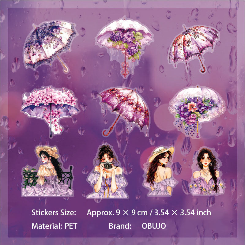 10 Pcs Umbrella Girl PET Stickers QSYJ