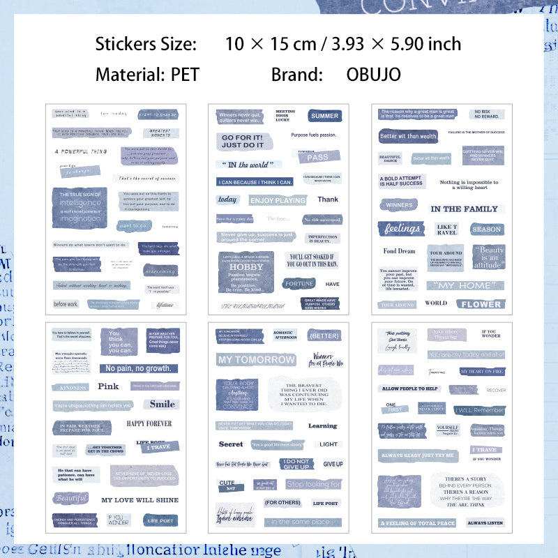 6 Sheets Vintage Quote Stickers FGJSG