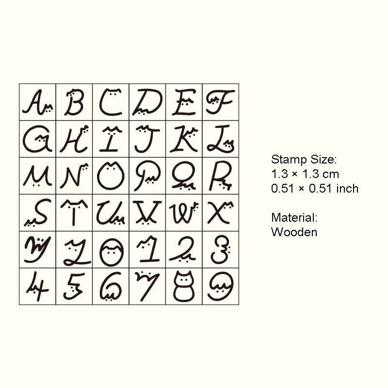 36 Pcs Cute Alpabet Letter Wooden Stamp Set XYYZ
