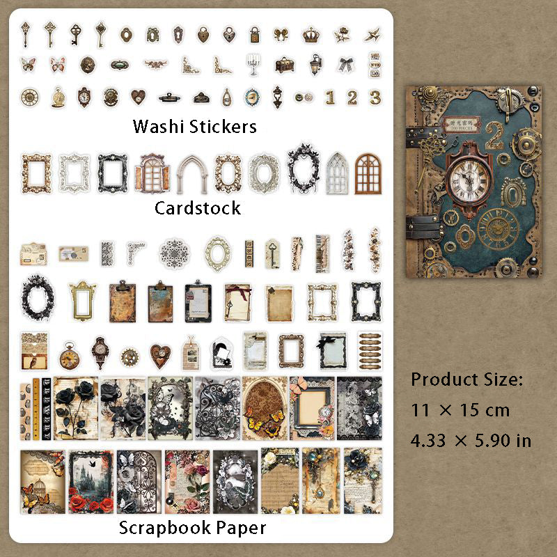 200 Pcs Junk Journal Paper and Stickers Kit BBJY