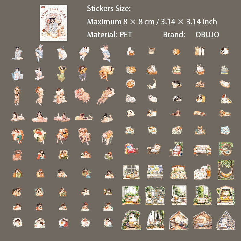 100 Pcs Home Girl PET Stickers TPJH