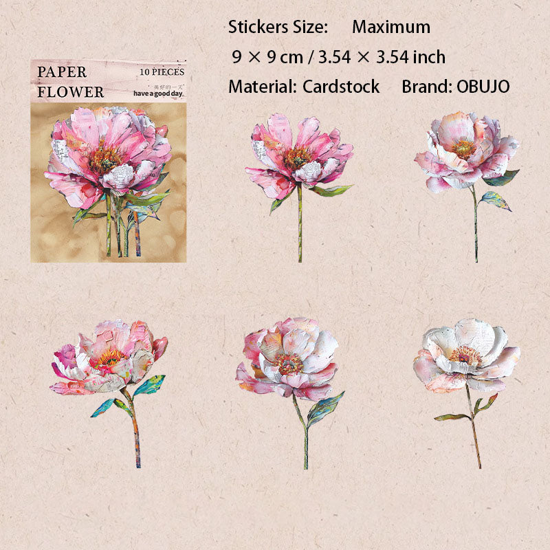 10 Pcs Paper Flower for Journal Craft ZSHF