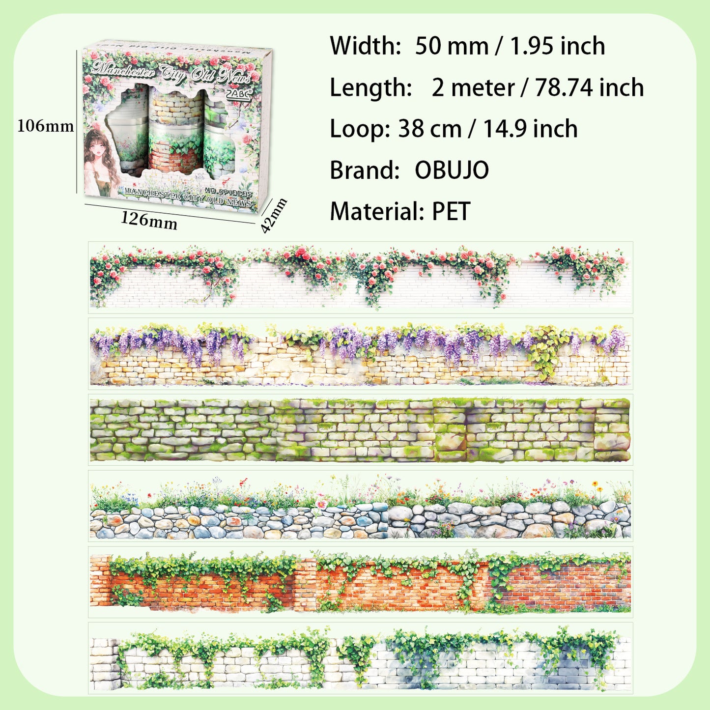 6 Rolls Garden Wall PET Tapes MCJS
