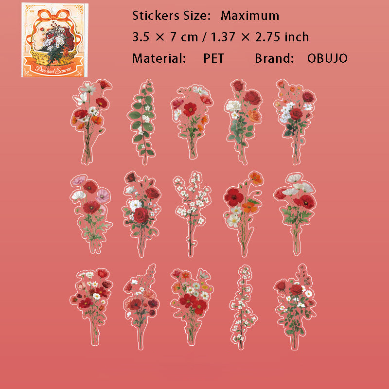 30 Pcs Flower PET Stickers HJSG