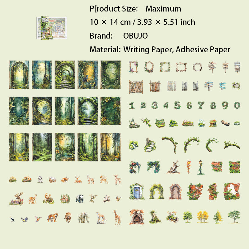 100 Pcs Forest Explore Journal Paper and Stickers Kit CLTXJ