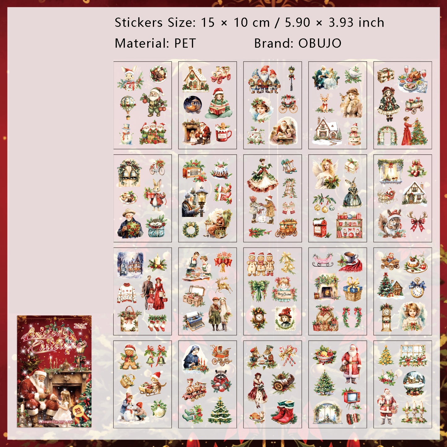 20 Sheets Christmas Stickers Book SDLX