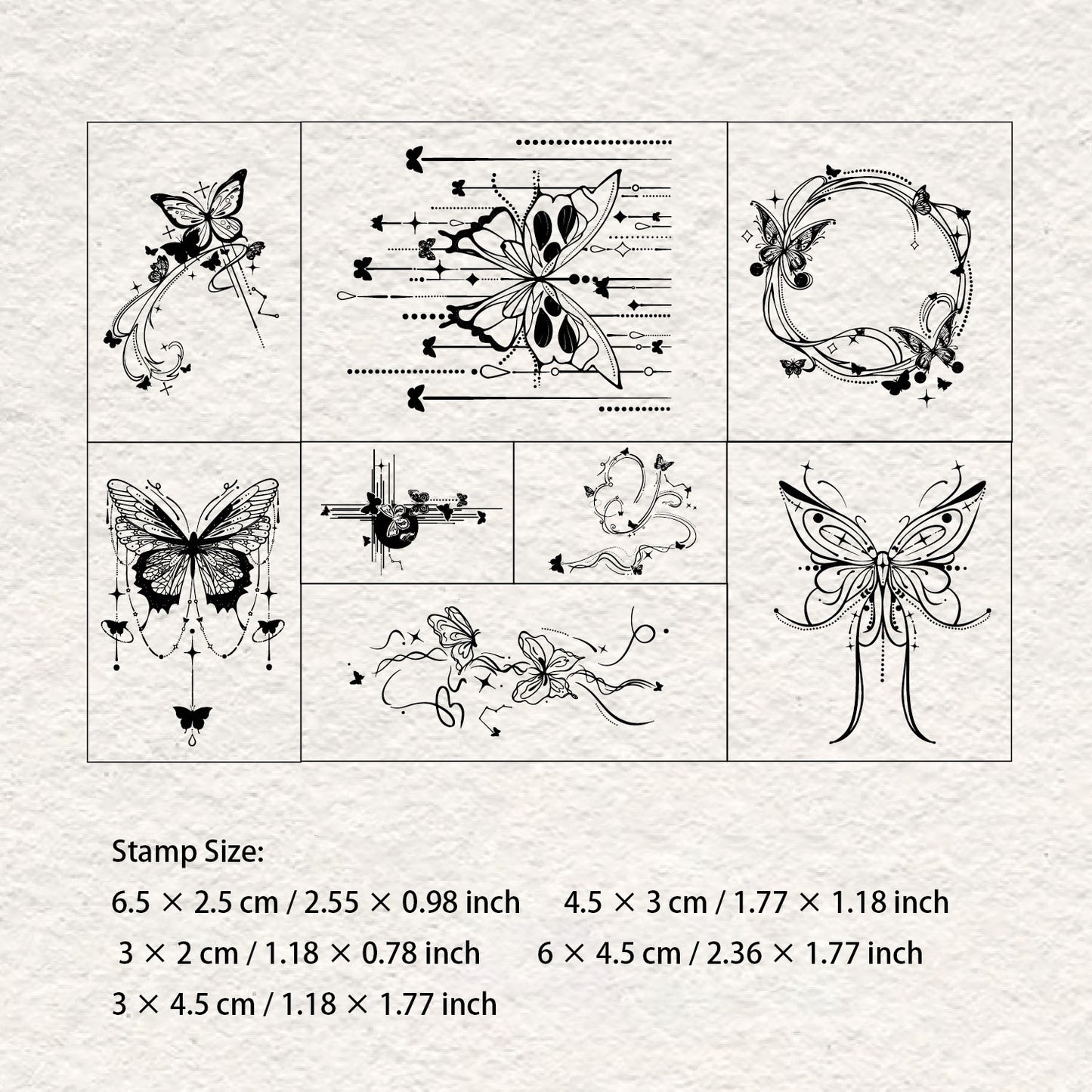 8 Pcs Fantasy Butterfly Wooden Stamp Kit DYCM