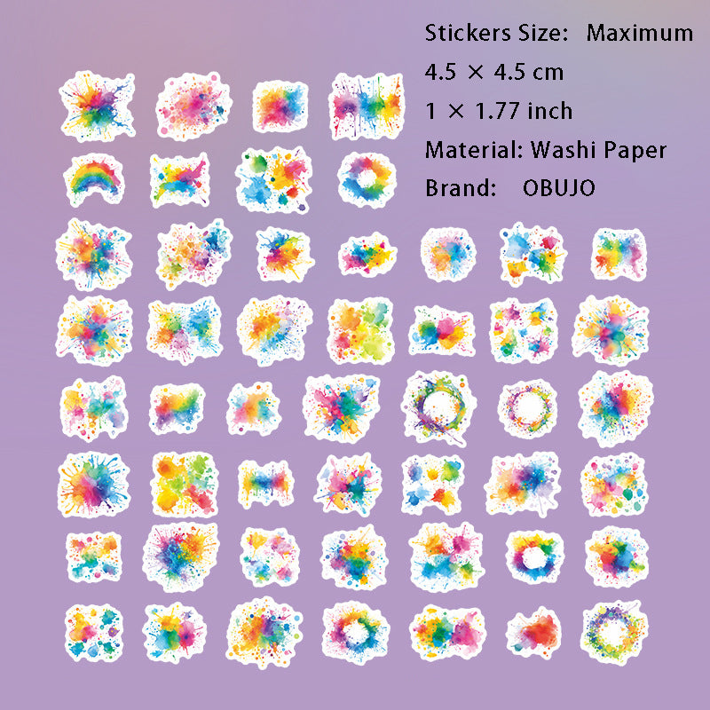 50 Pcs Watercolor Stickers SCYLH