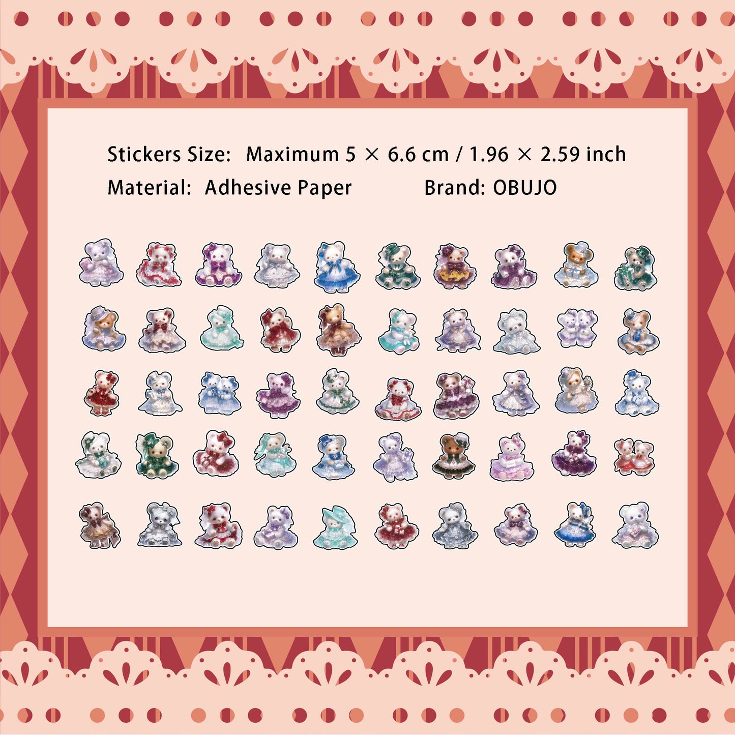 100 Pcs Teddy Bear Stickers TDXTH