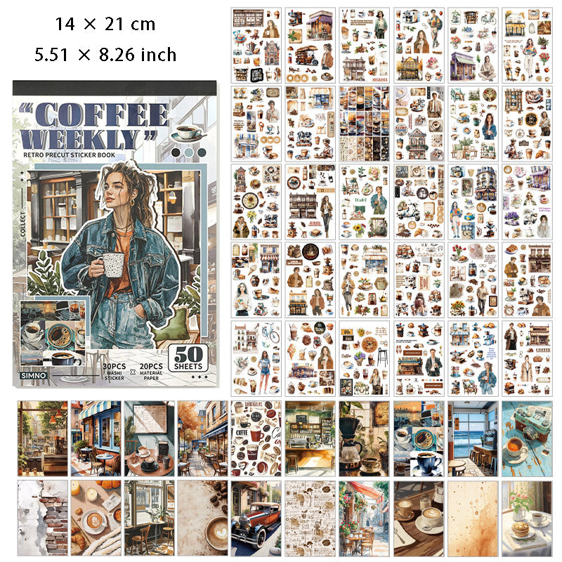 50 Sheets Vintage Washi Stickers and Paper MXSH