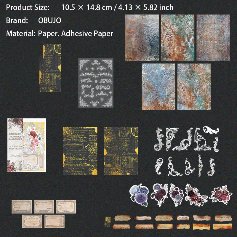 76 Pcs Baroque Theme Junk Jounral Paper and Stickers Kit BLKJY