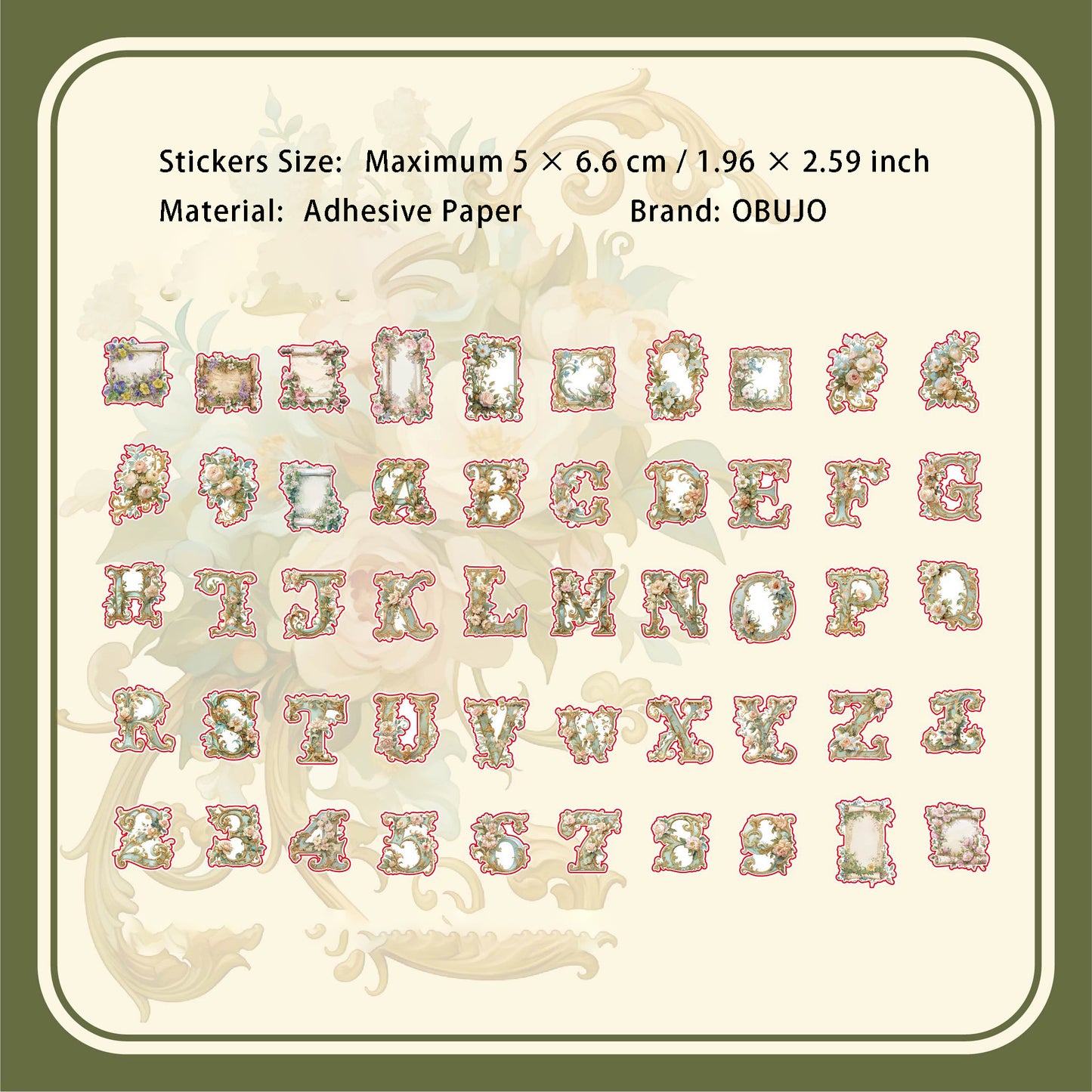 100 Pcs Floral Letter Stickers DYZY