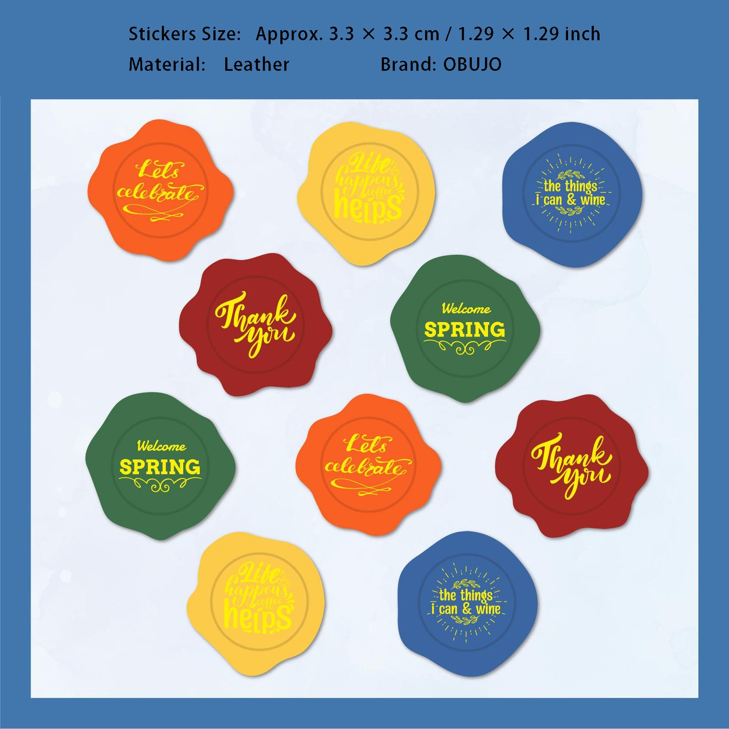 10 Pcs Gold Foil Leather Wax Seal Stickers ZYXL