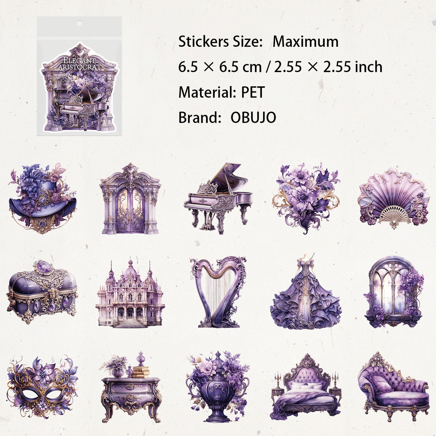 30 Pcs Baroque Themed PET Stickers BLKWH