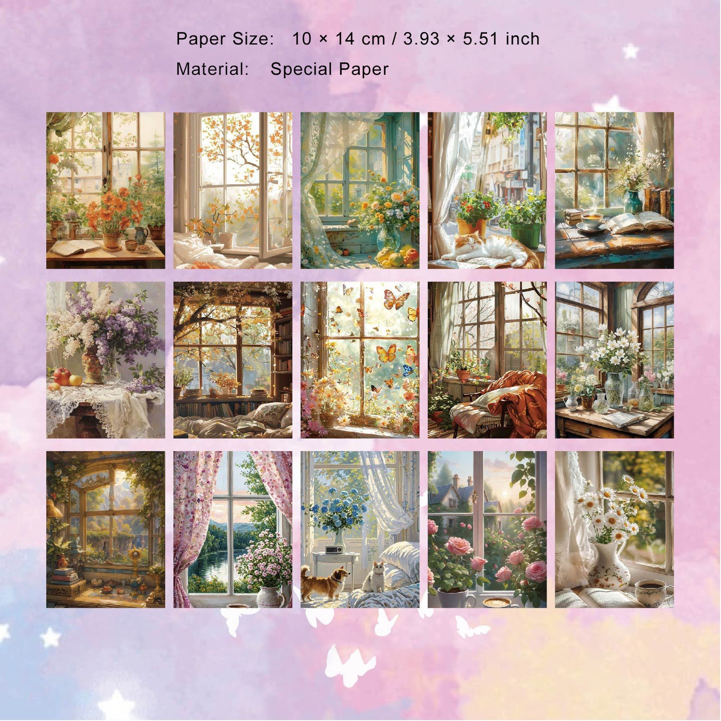 30 Pcs Window Theme Scrapbook Paper CWXL