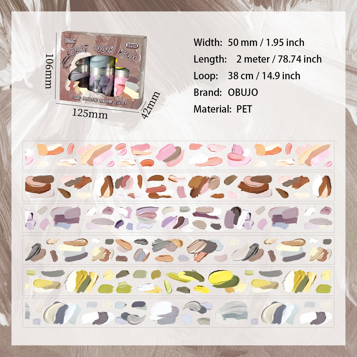 6 Rolls Oil Paint PET Stickers Tapes Kit YSLT