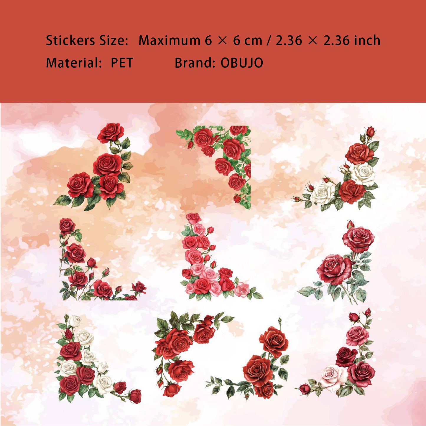 20 Pcs Flower Corner PET Stickers HJXL