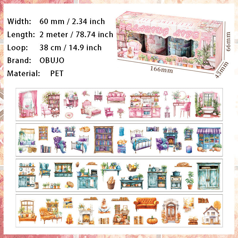 4 Rolls Reading PET Stickers Tape Set DXSG