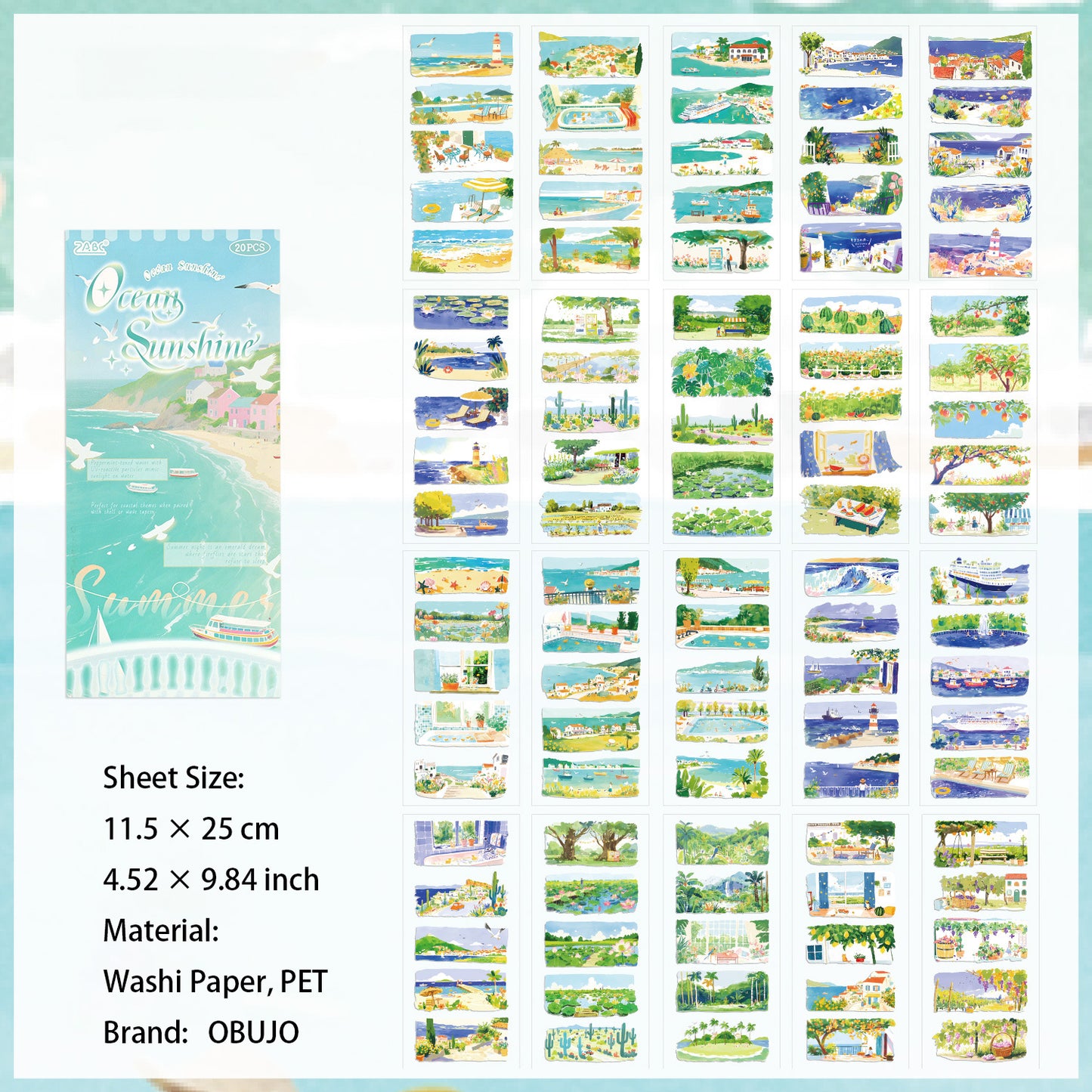 20 Sheets Seasonal Landscape Stickers Book SJZS