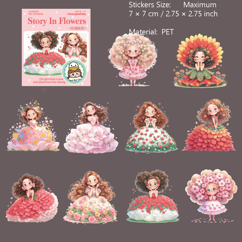 10 Pcs Cartoon Girl PET Stickers HCZGS