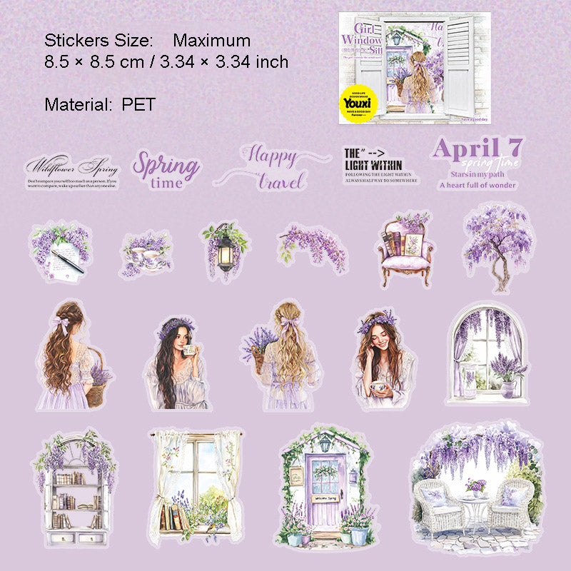 20 Pcs Windows Girl PET Stickers CTWSN