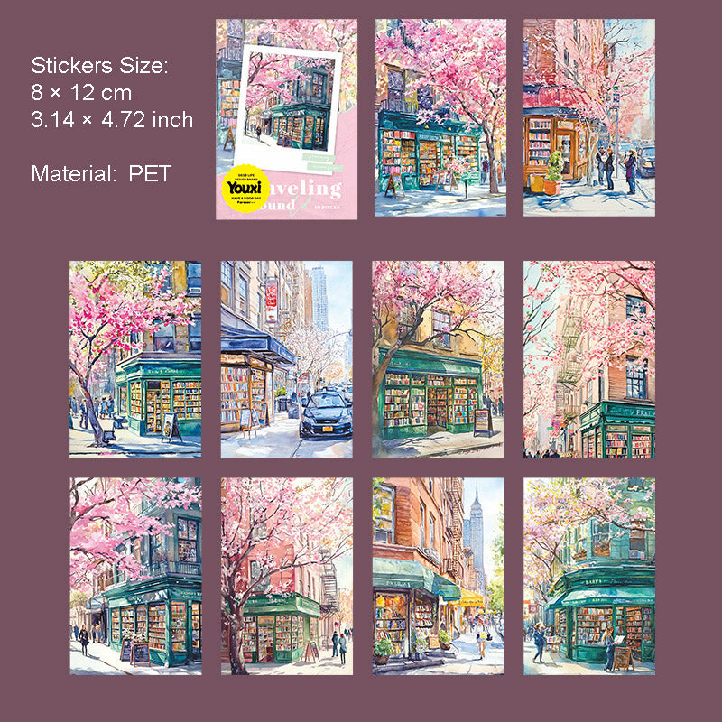 21 Pcs Travel Scrapbook Background Stickers HYSJX