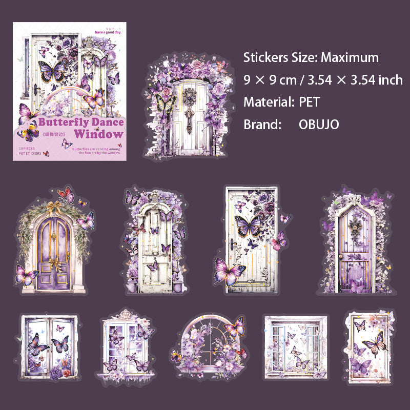 10 Pcs Butterfly Door Window PET Stickers DWCB