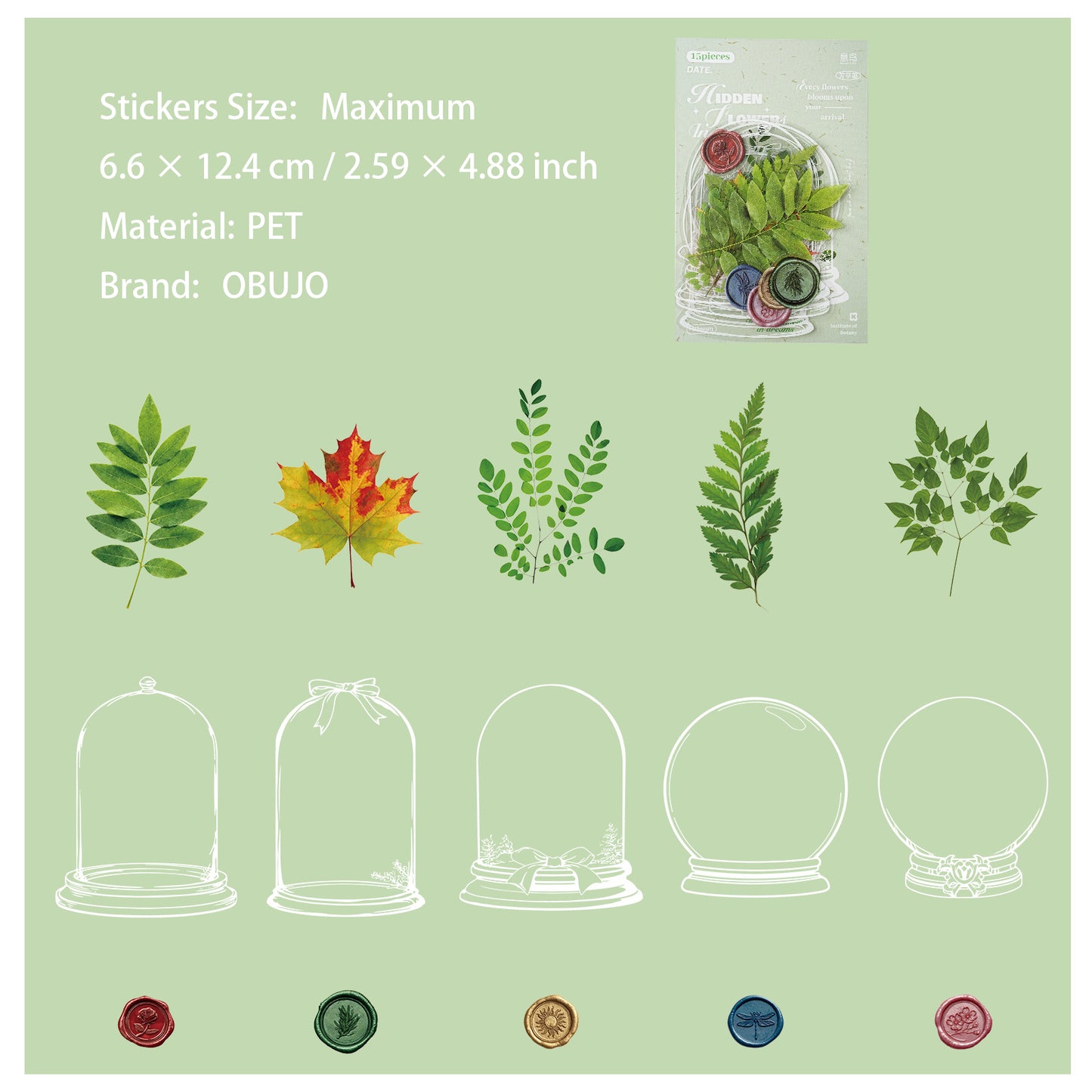 15 Pcs Flower Bottle PET Stickers CHRM