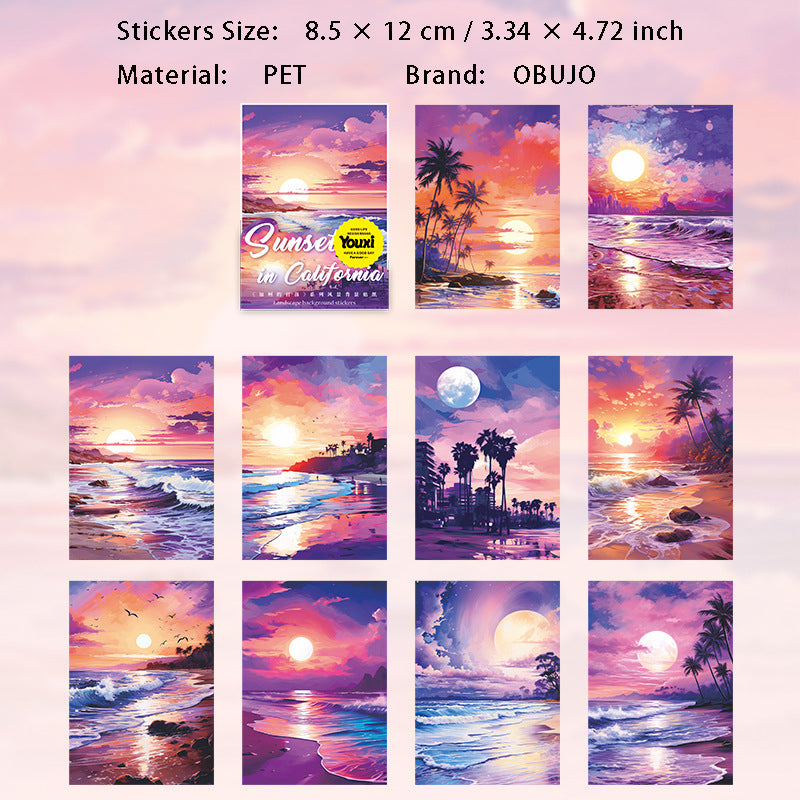 10 Pcs Sunset PET Stickers KZDRL