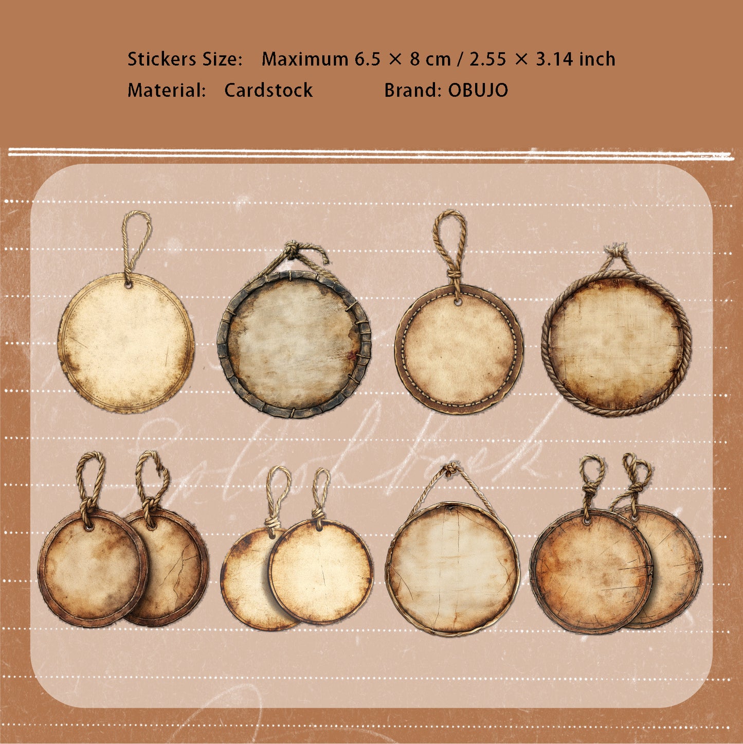 16 Pcs Vintage Lable Cardstock Stickers JQXL