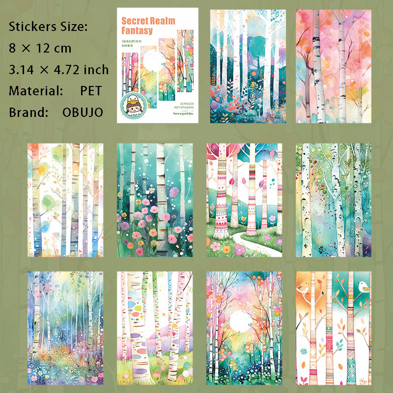 10 Pcs Fantasy Landscape PET Stickers MJHM