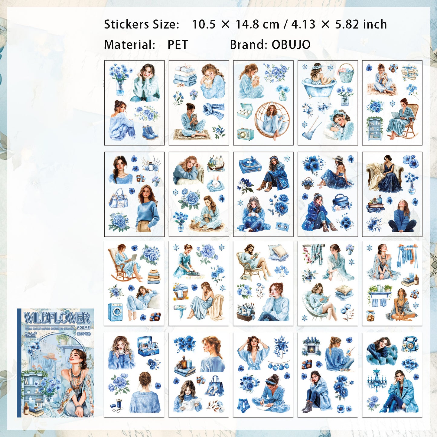 20 Sheets Flower Girl Stickers Book YMHM