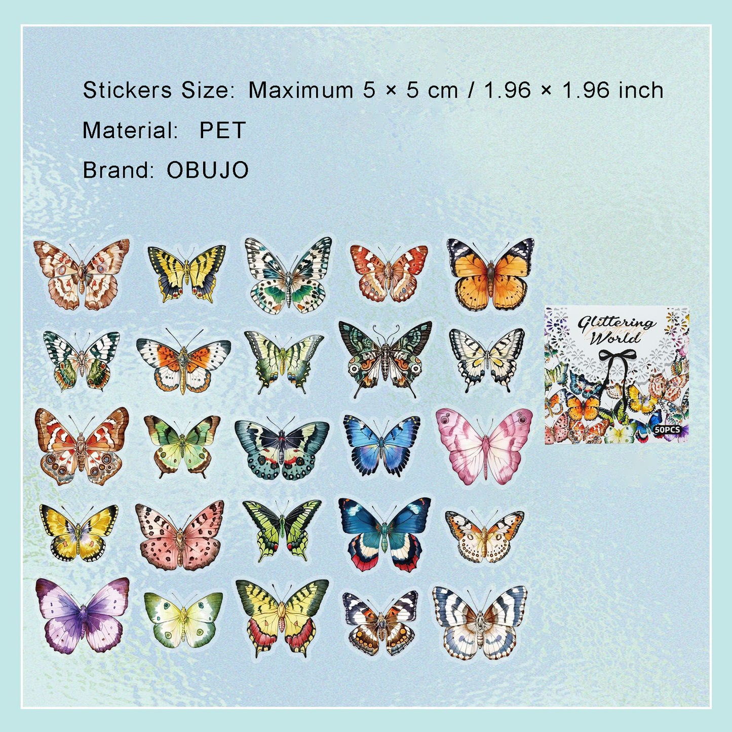 50 Pcs Nature Theme PET Stickers BLSJ
