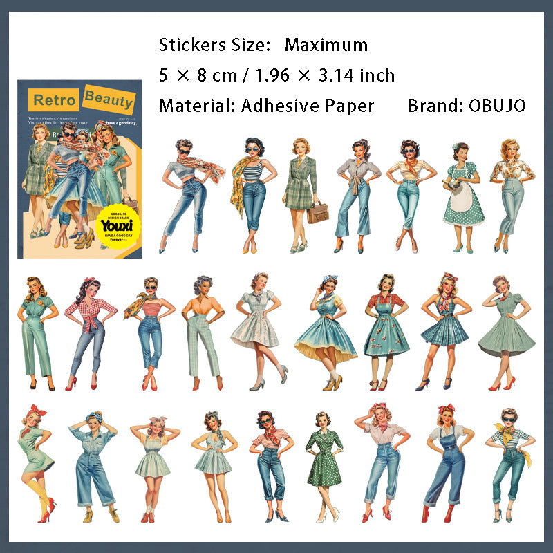 25 Pcs Vintage Lady Stickers FGJR