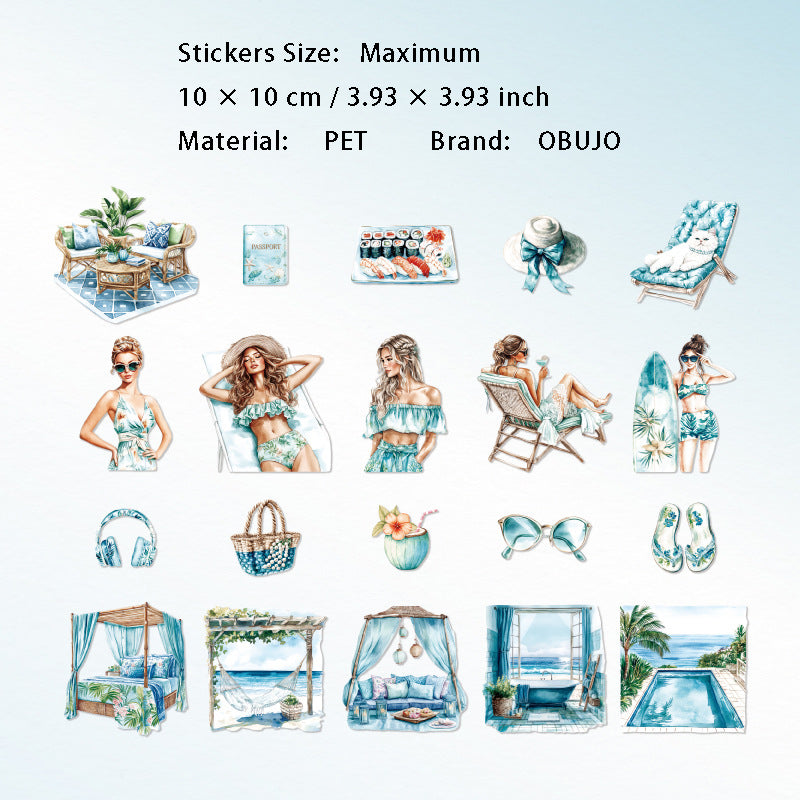 20 Pcs Summer Life Cardstock Stickers BKSYXT
