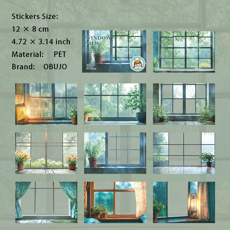 10 Pcs Windows Landscape PET Stickers CWDJS