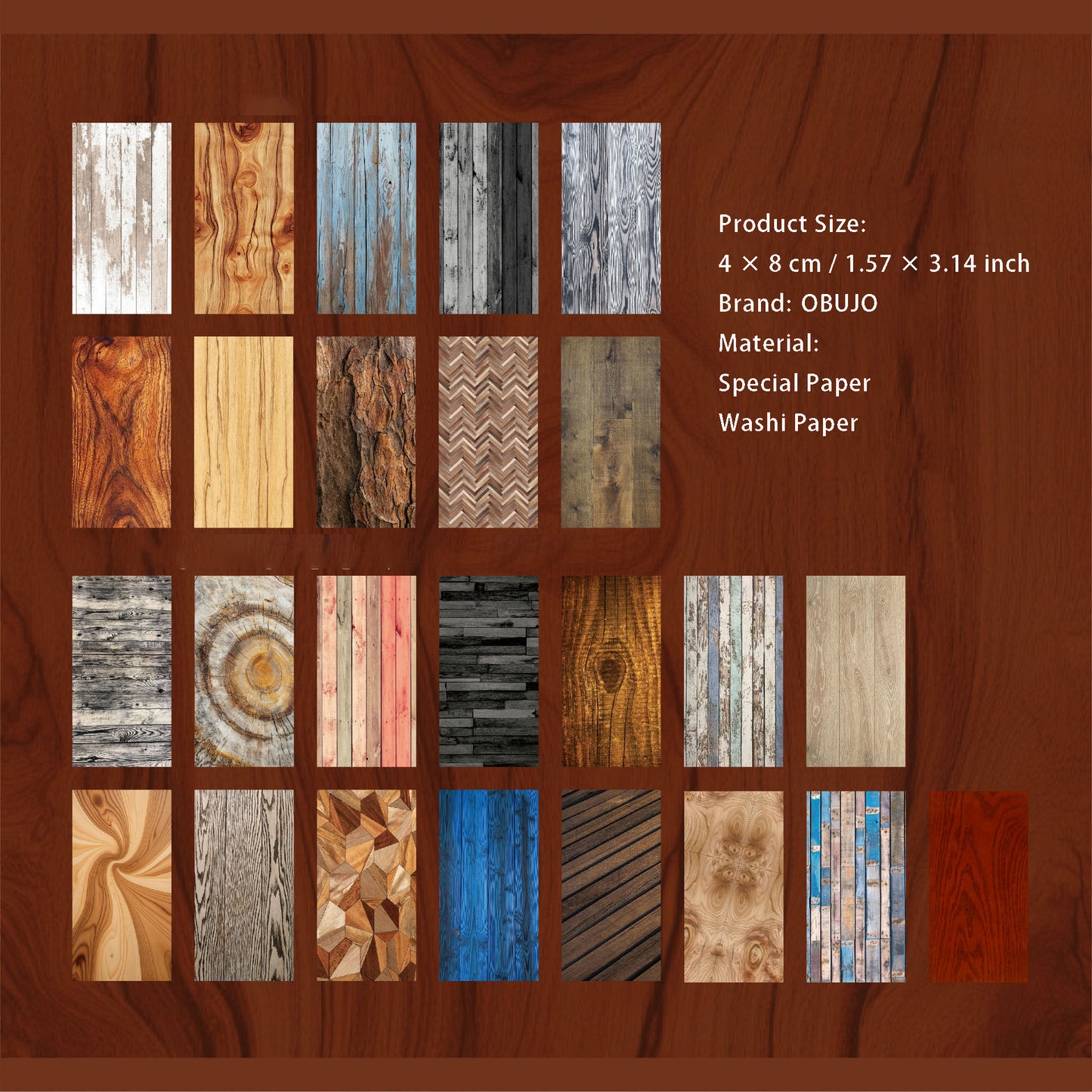 50 Sheets Basic Vintage Paper and Washi Stickers Book JCPT