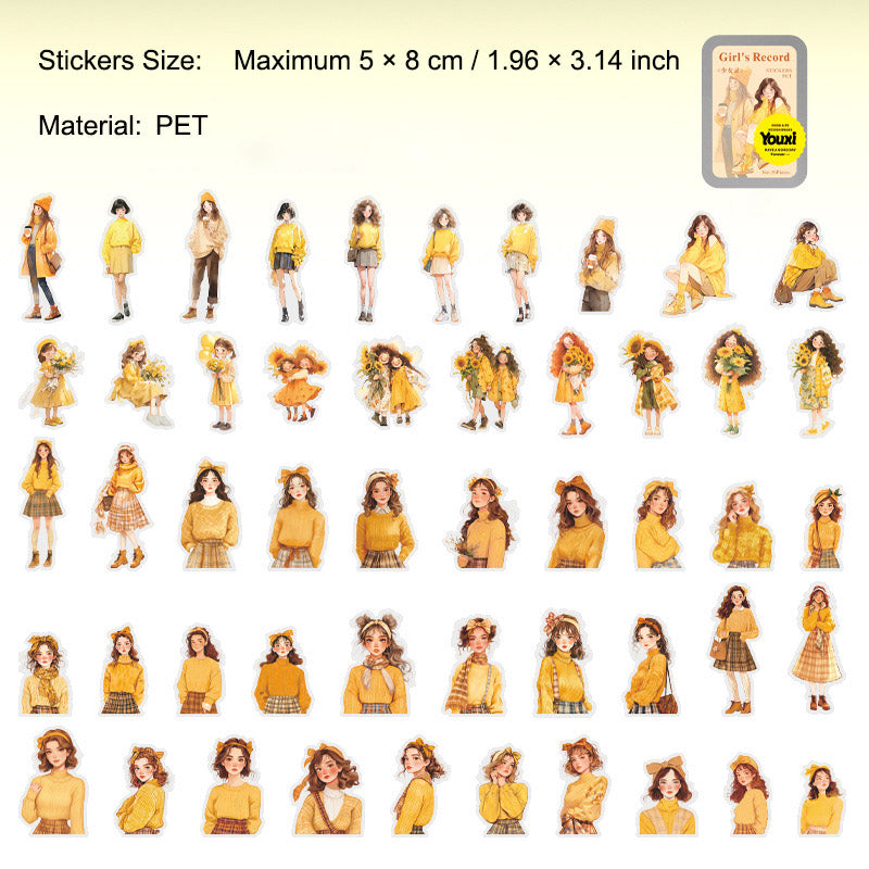 50 Pcs Fashion Girl PET Stickers SNLXL