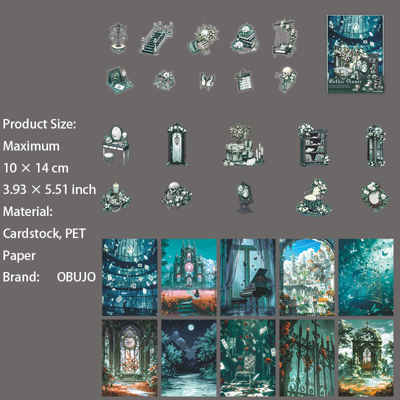 30 Pcs Gothic Paper and Stickers Kit GTWY