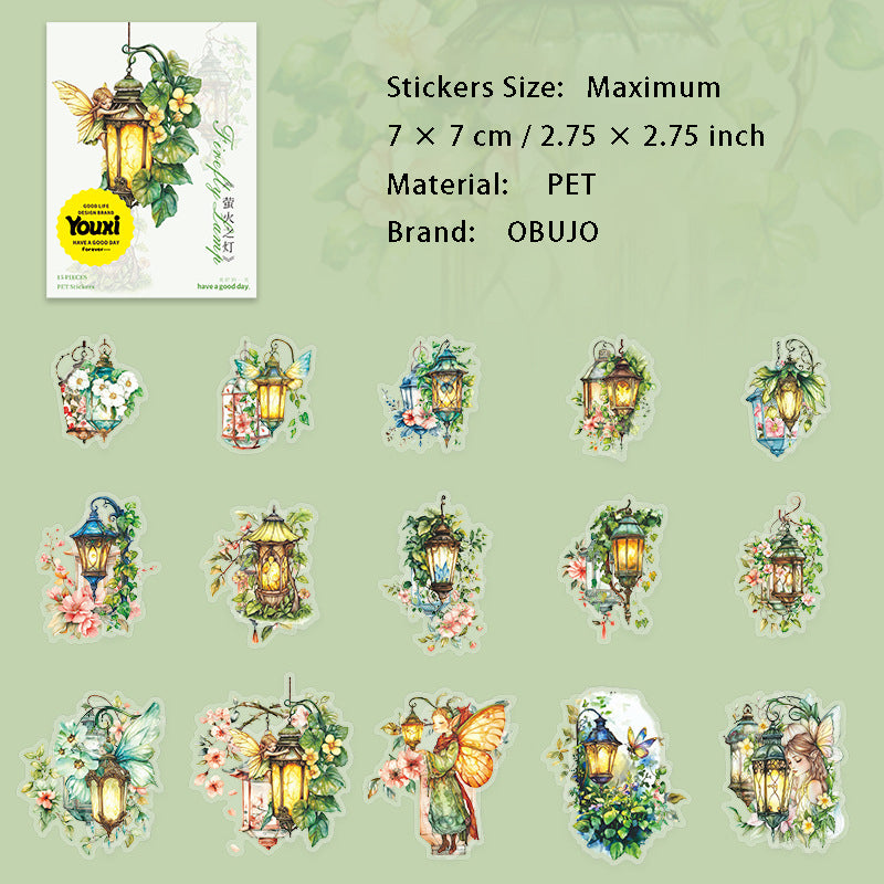 15 Pcs Garden Lamp PET Stickers YHZD